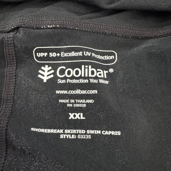 Coolibar Shorebreak Skirted Swim Capris Pants 2XL Black White Stripe NWT PT-2588 - Picture 10 of 12
